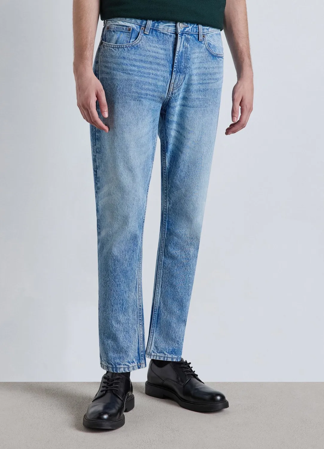 Calliope jean homme crop droit uni 5 poches