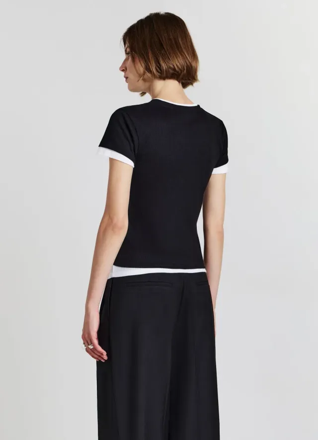 Calliope t-shirt bi-matière col rond femme