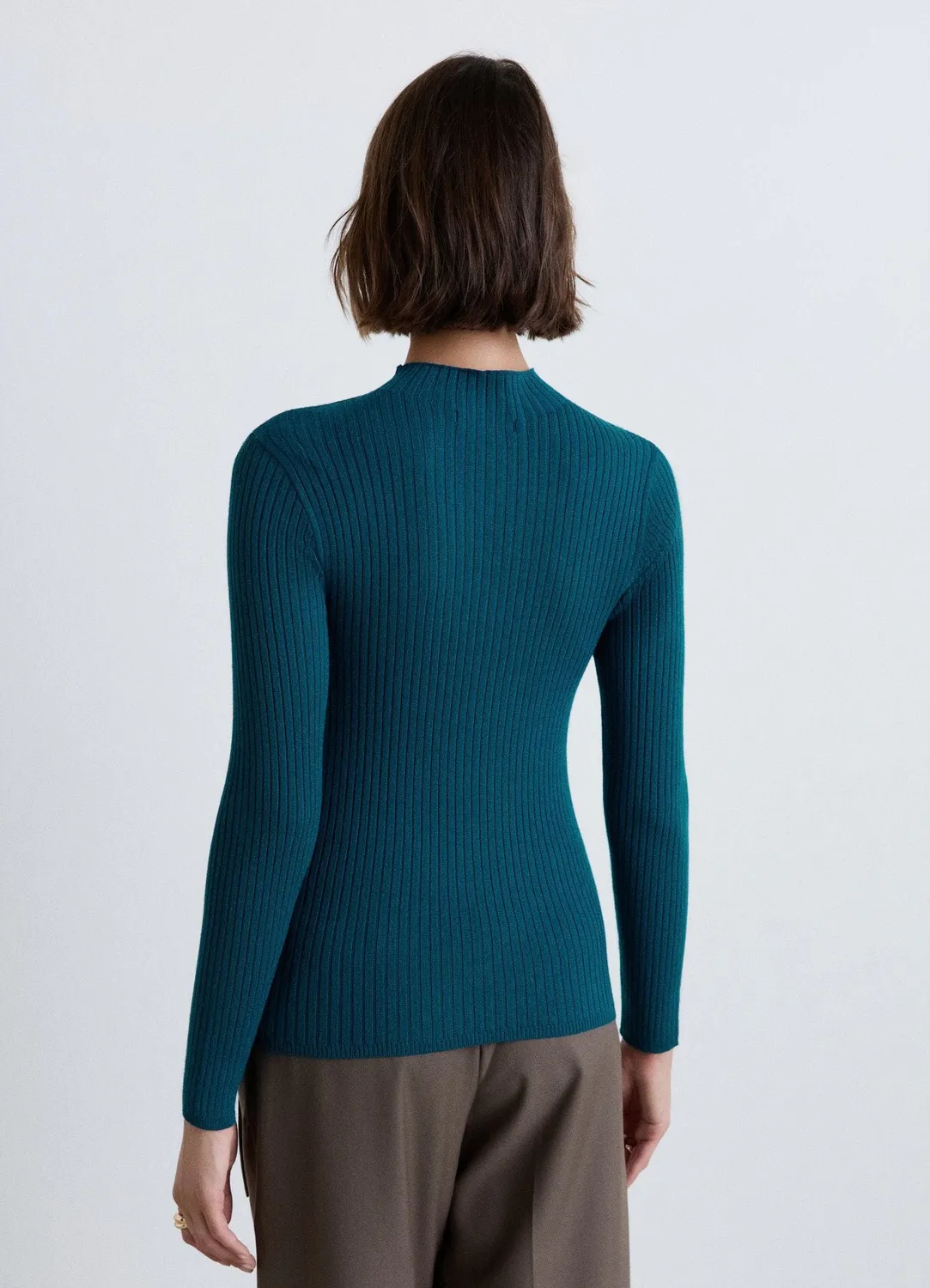 Calliope t-shirt côtelé col montant femme manches longues