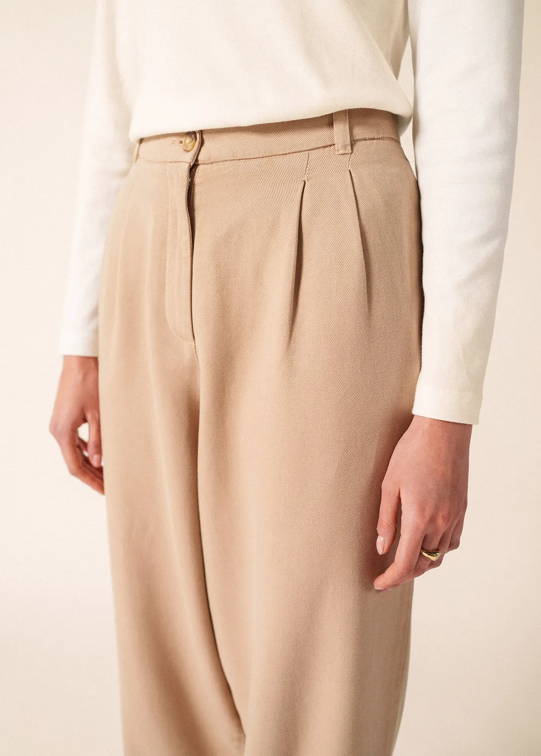Saint James Barrel pantalon beige foncé coton