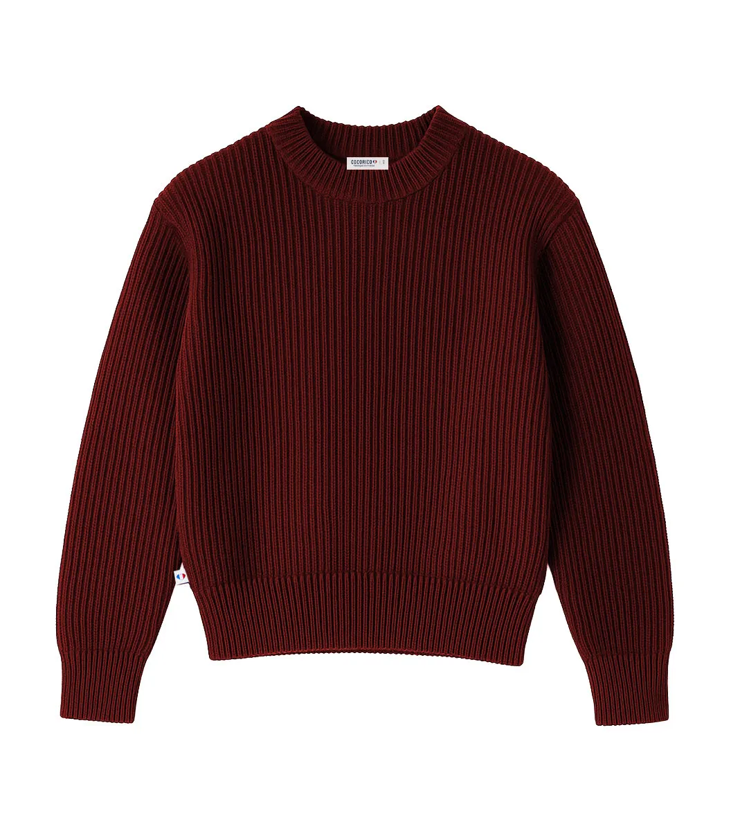 Cocorico Margaux pull femme bordeaux laine