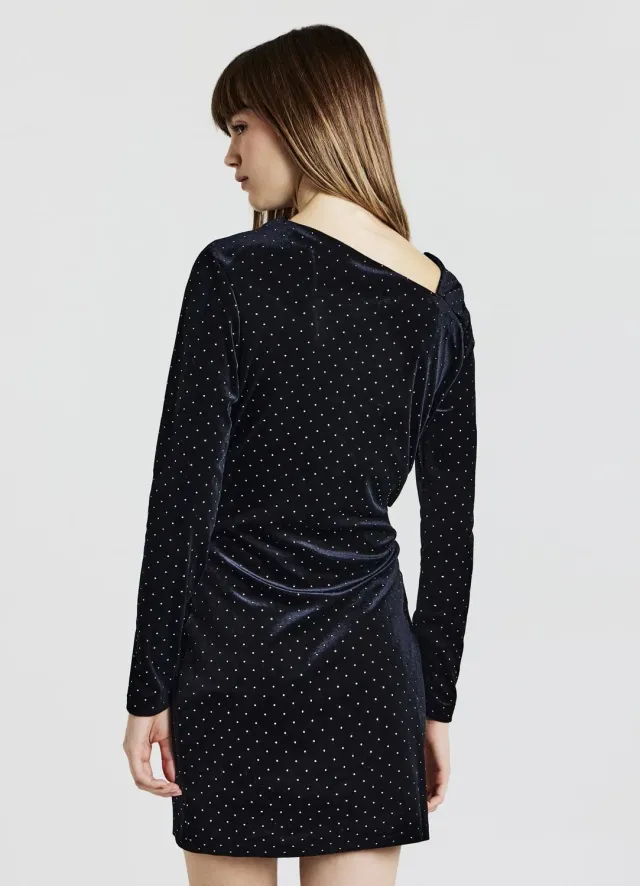 Calliope Vestito pois robe courte chenille manches longues