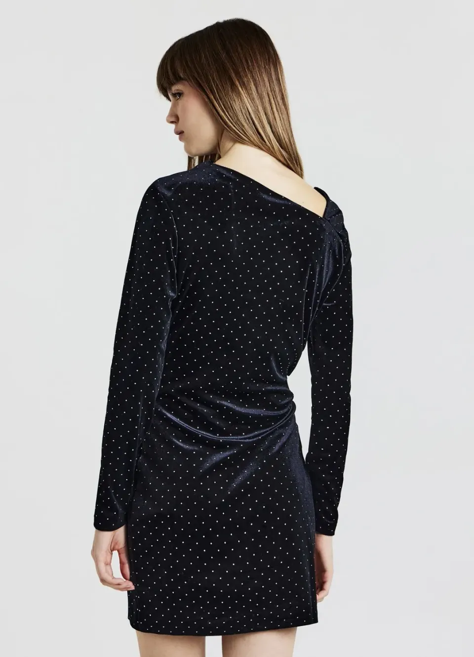 Calliope Vestito pois robe courte chenille manches longues