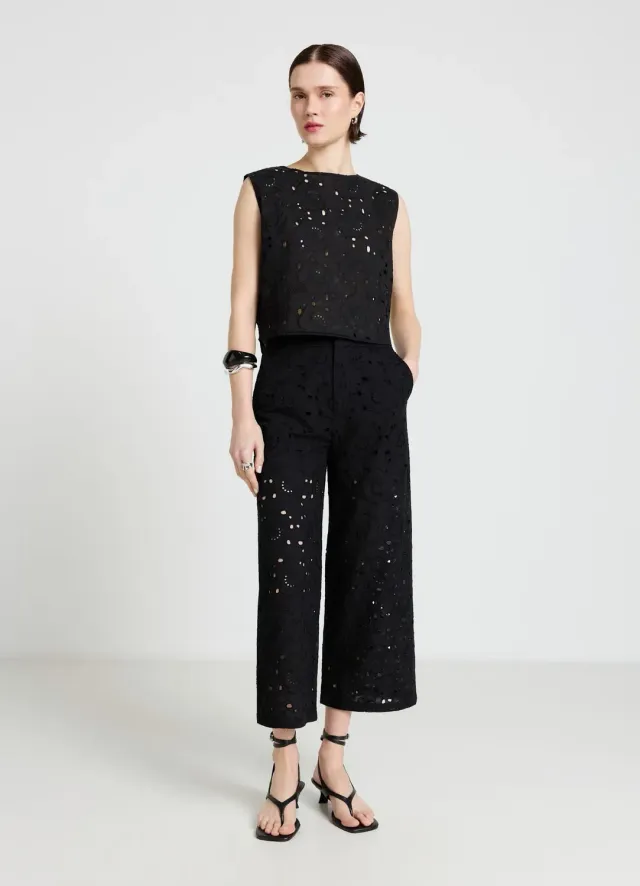 Calliope Pantalon culotte femme broderie sangallo