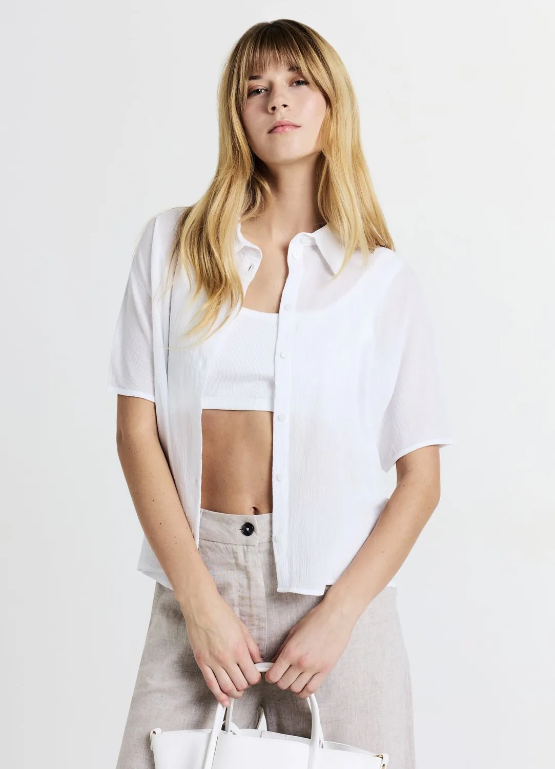 Calliope unie chemise femme coton manches courtes