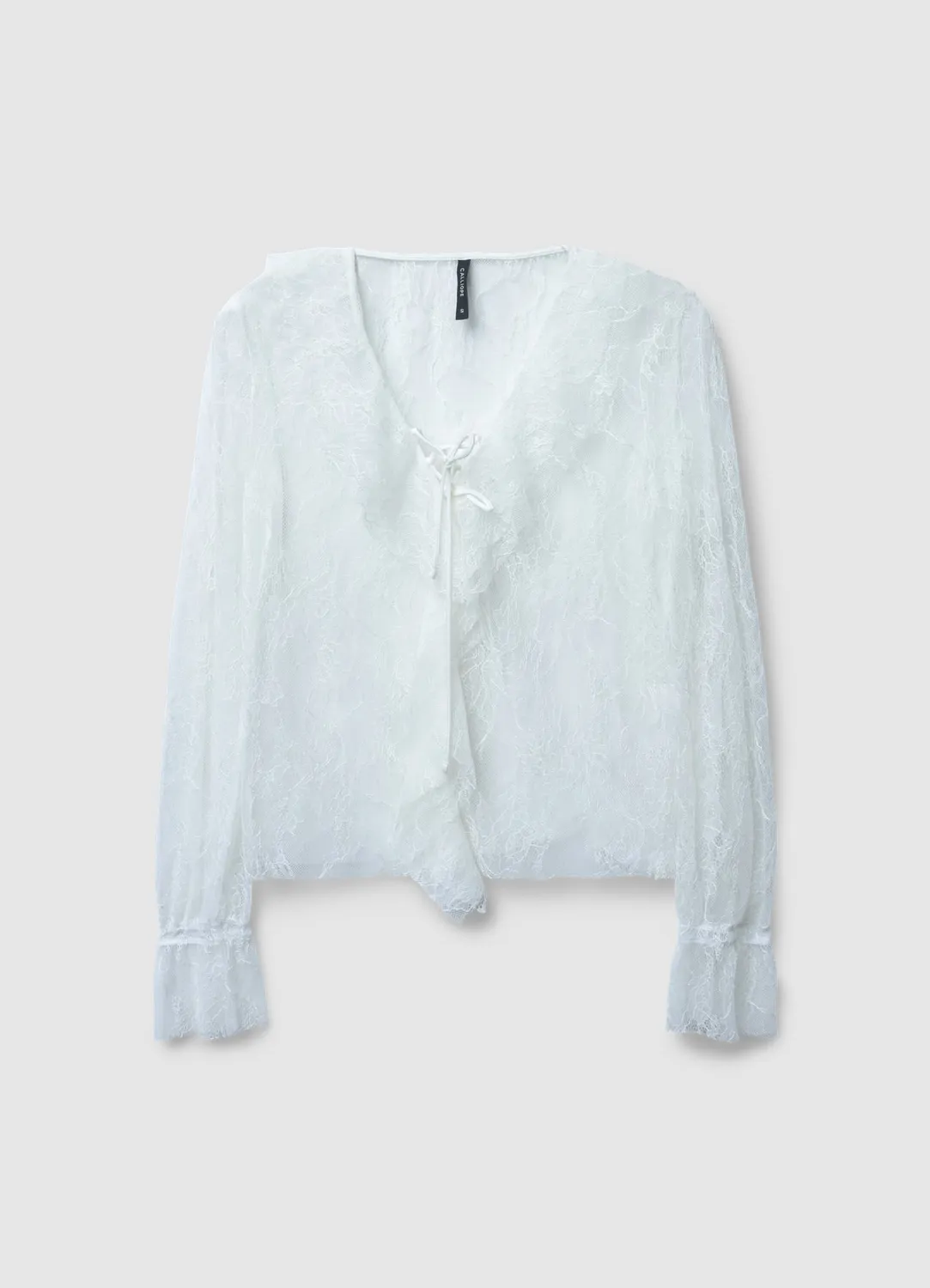 Calliope jabot t-shirt dentelle femme manches longues