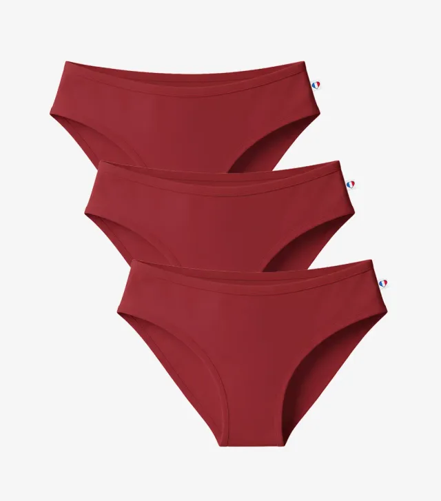 Cocorico Intemporel culotte femme rouge x3 coton