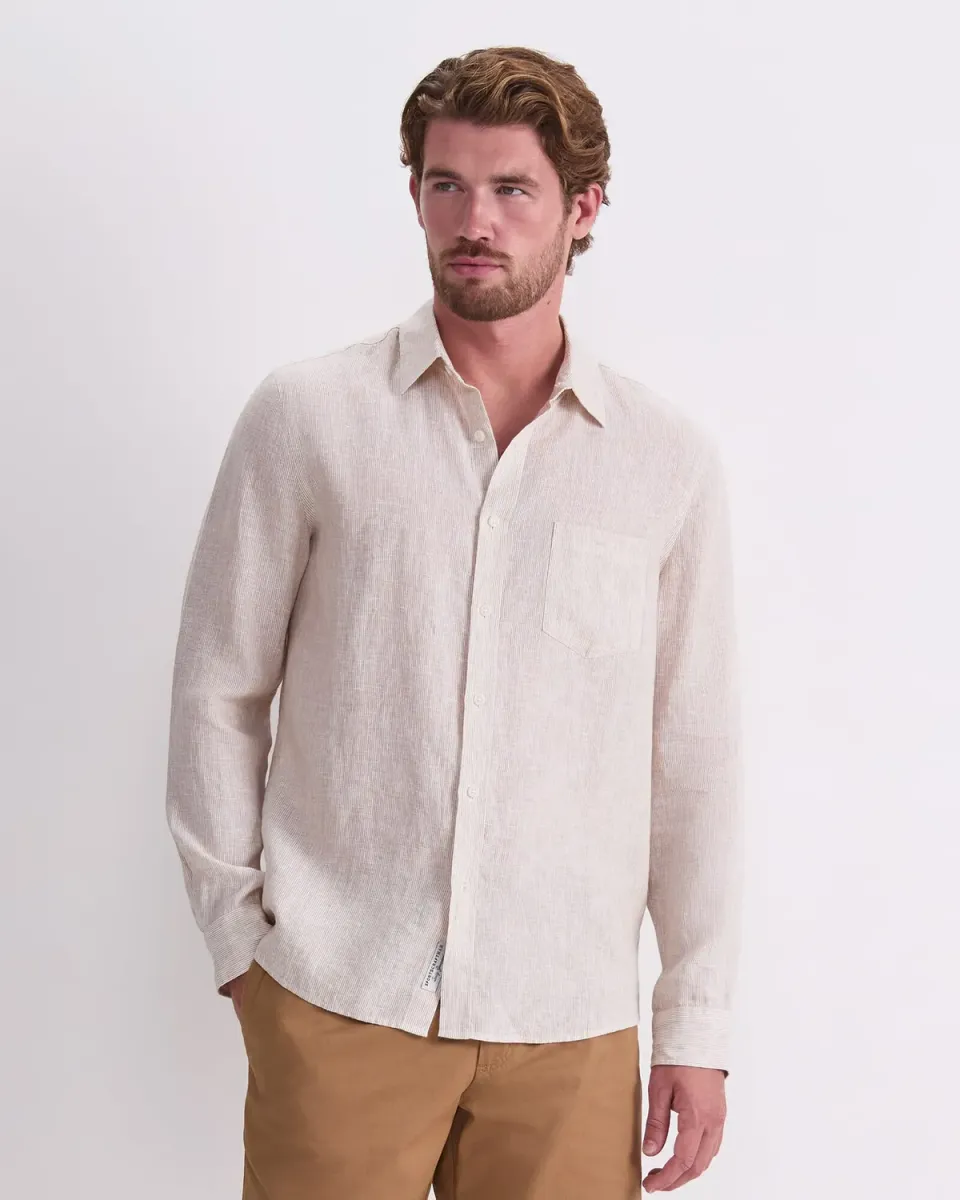 Sportscraft Vinnie chemise lin homme rayure fine
