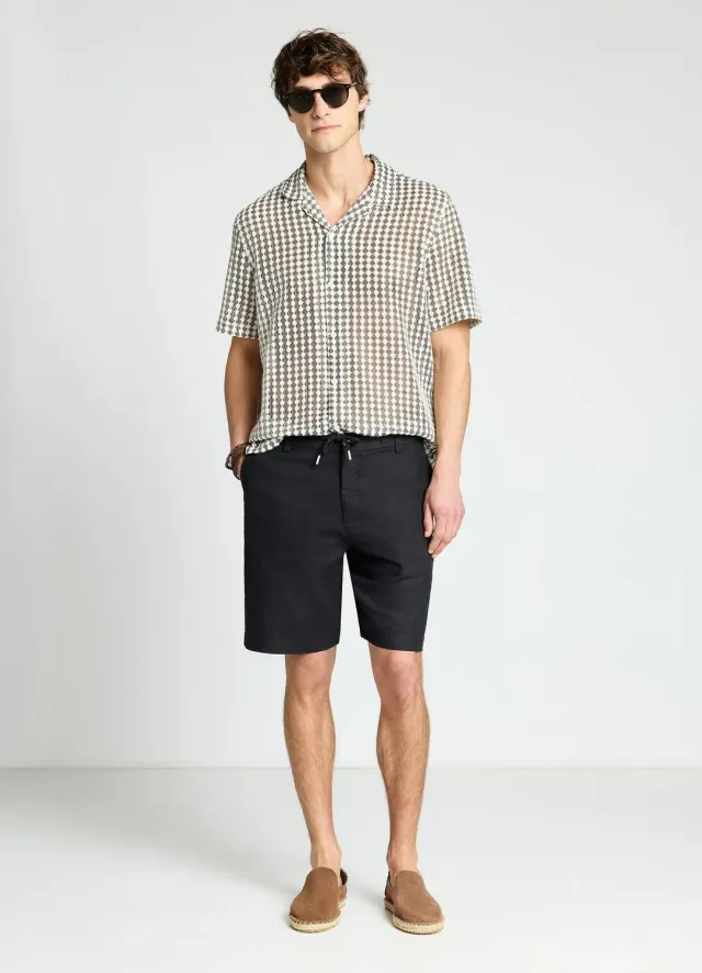 Calliope bermuda homme mélange lin uni