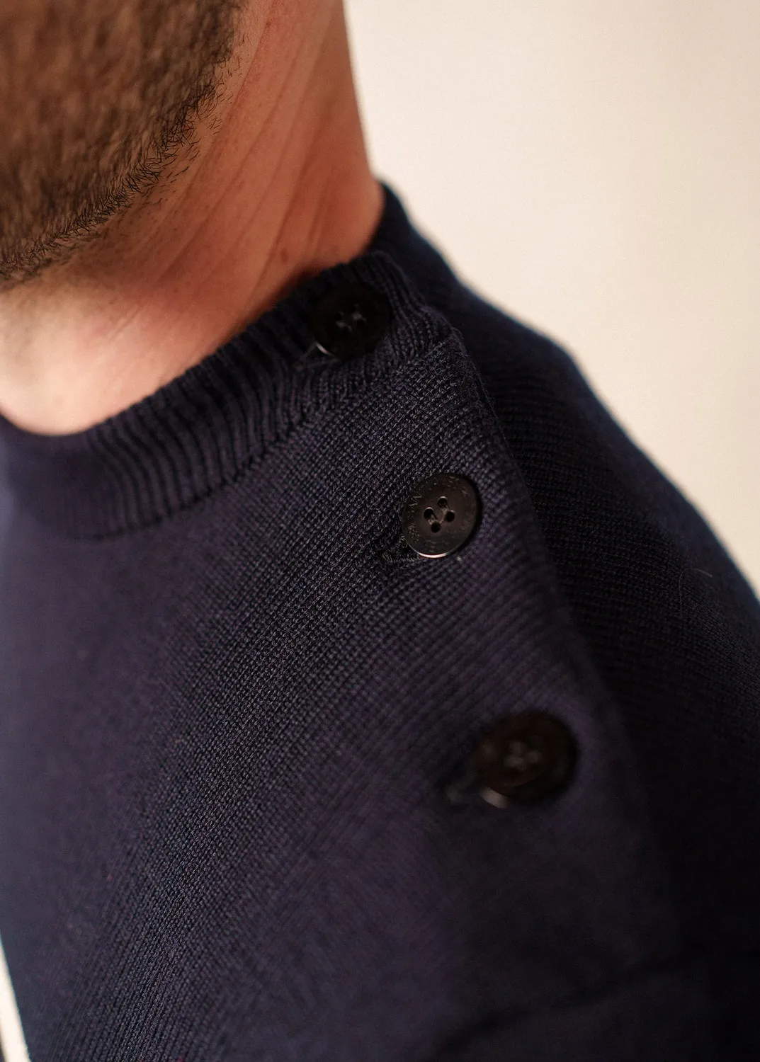 Saint James Rochefort pull marin navy écume laine mérinos