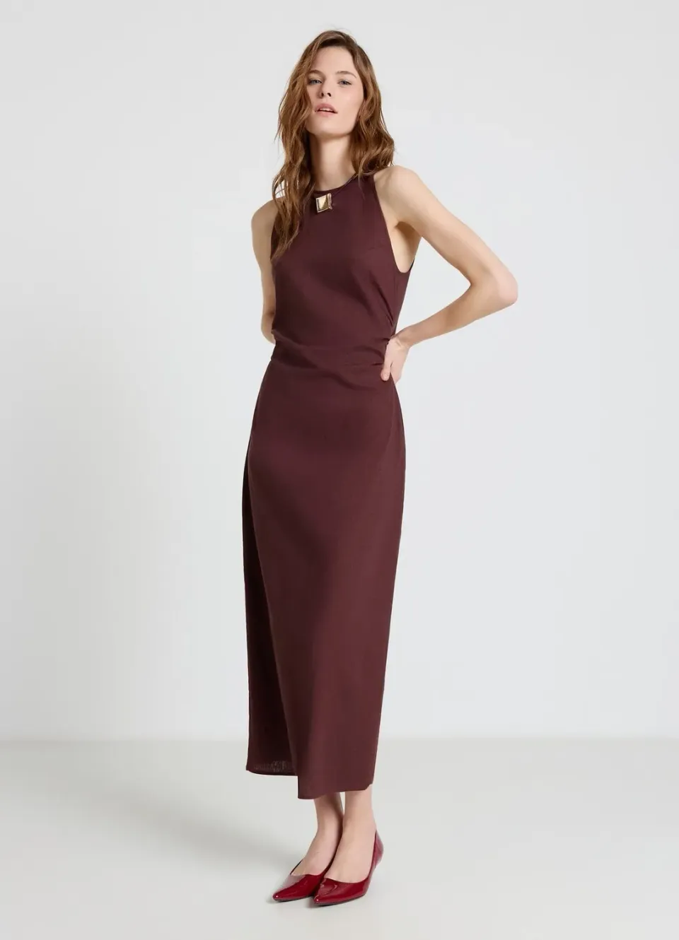 Calliope robe longue tubino femme lin fendue