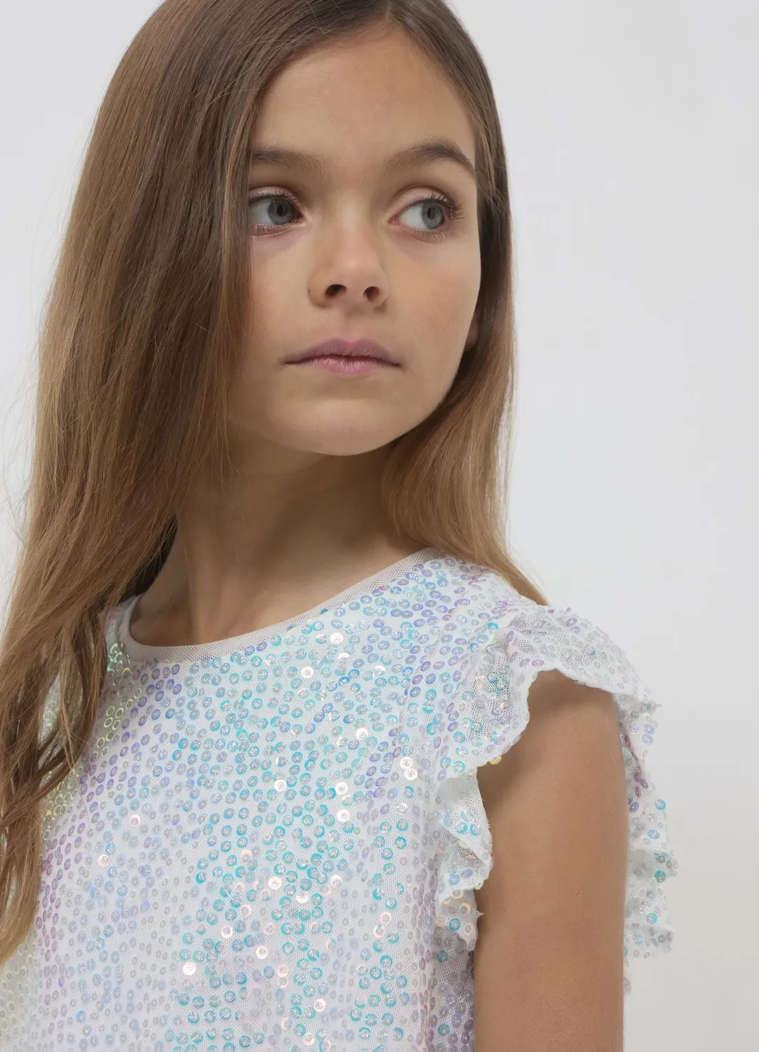 Calliope blouse paillettes fille manches courtes