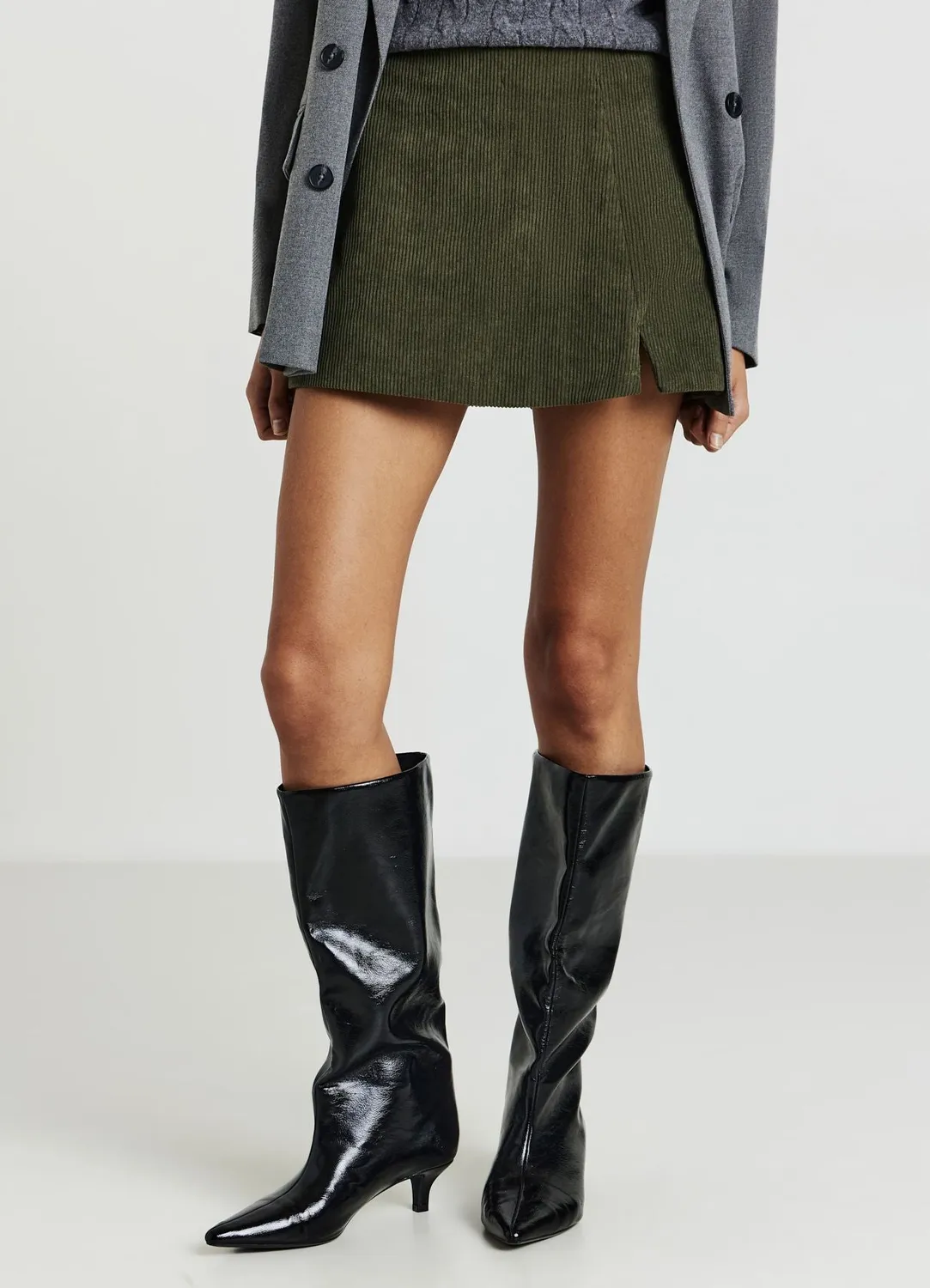 Calliope jupe-short femme velours côtelé fentes