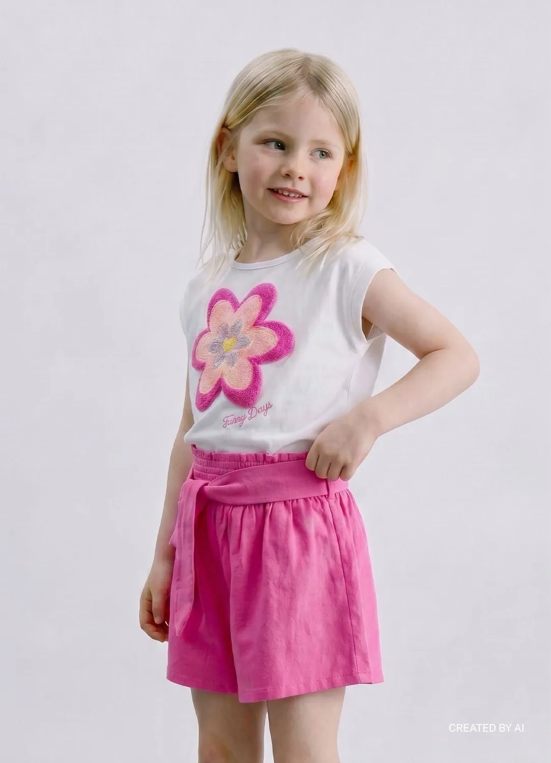 Calliope t-shirt fille fleur crochet manches courtes coton