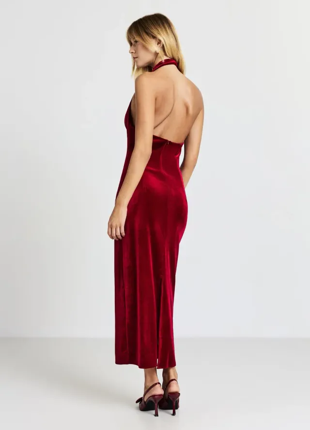Calliope robe longue chenille femme col drapé