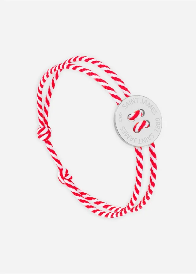 Saint James Bouton bracelet argent rayé coton