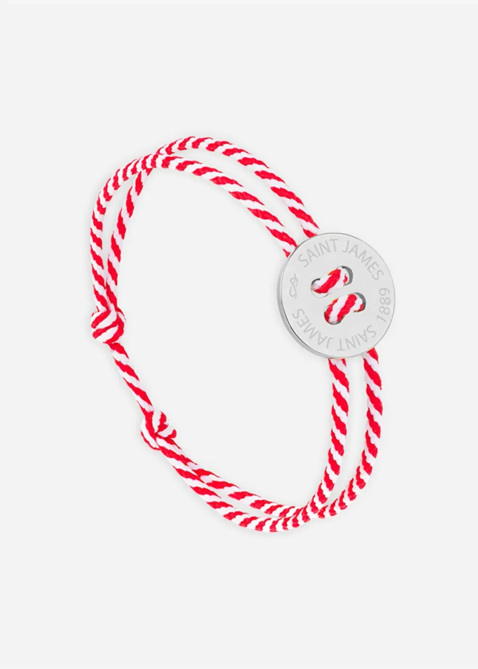 Saint James Bouton bracelet argent rayé coton