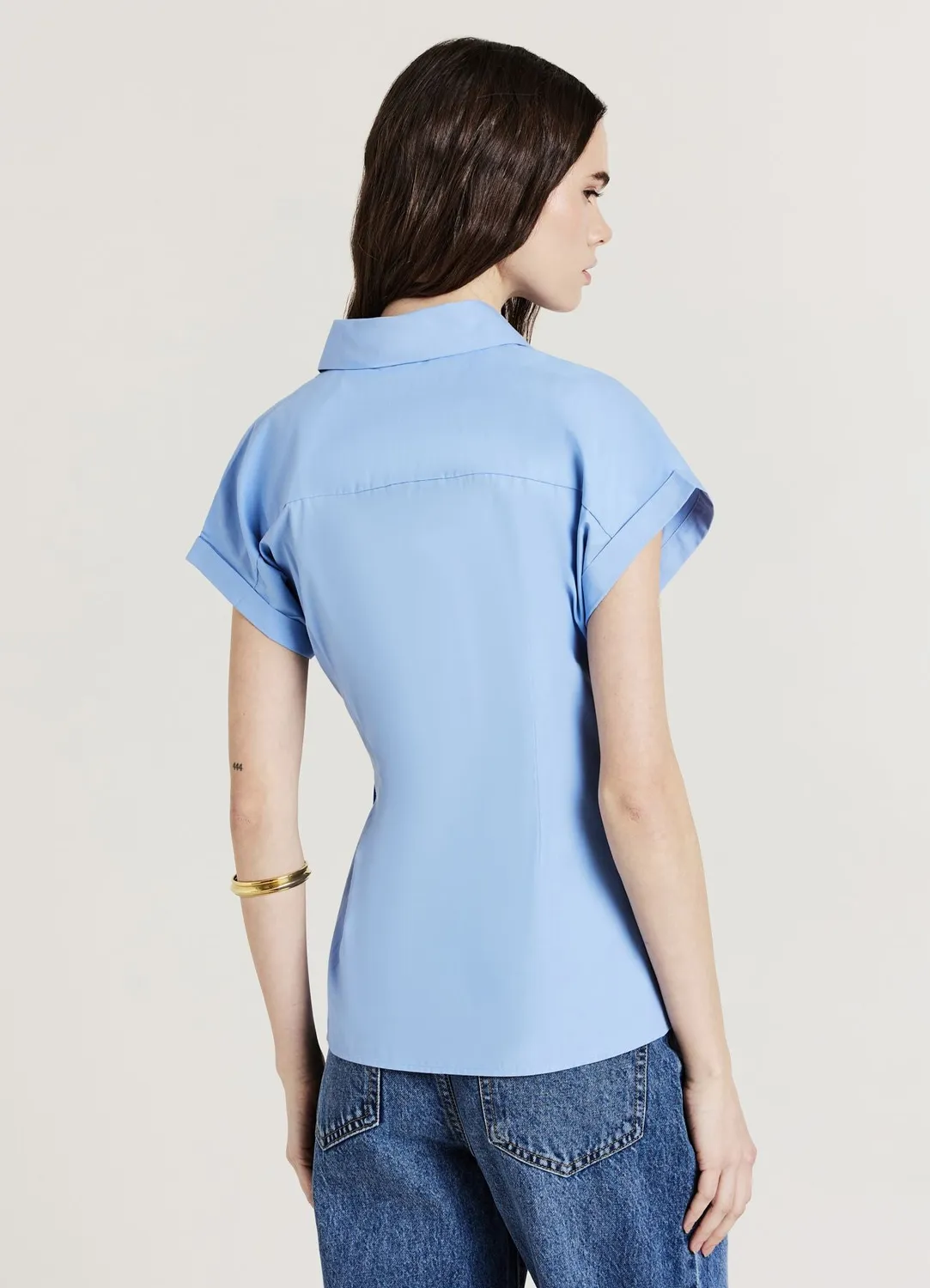 Calliope Noeud chemise femme coton manches courtes