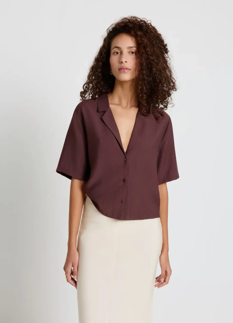 Calliope chemise manches courtes femme col revers boutonnée