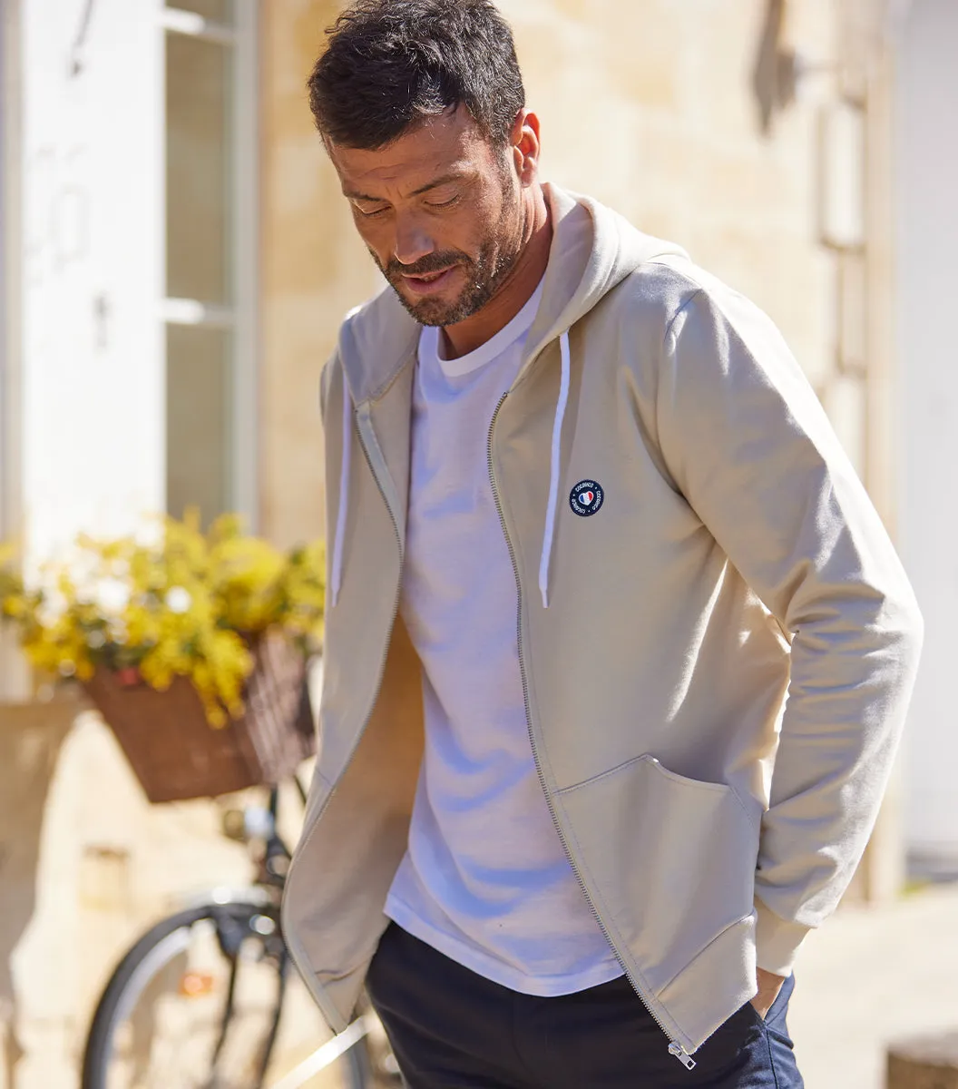 Cocorico Blason sweat zippé homme sable molleton