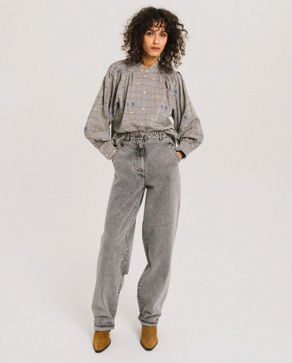TINSELS FEDISON NUAGE jean barrel coton gris