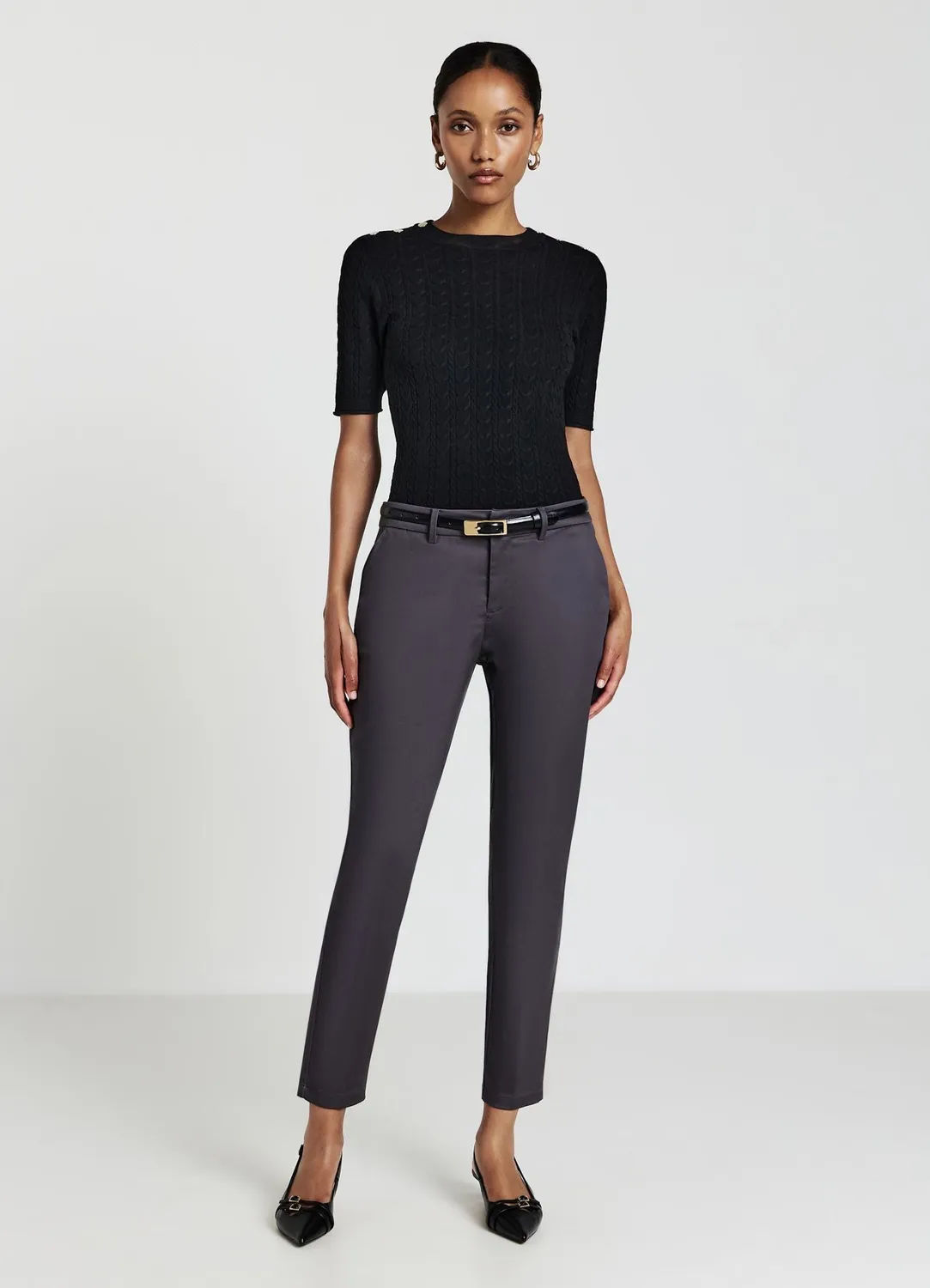 Calliope pantalon femme uni droit poches