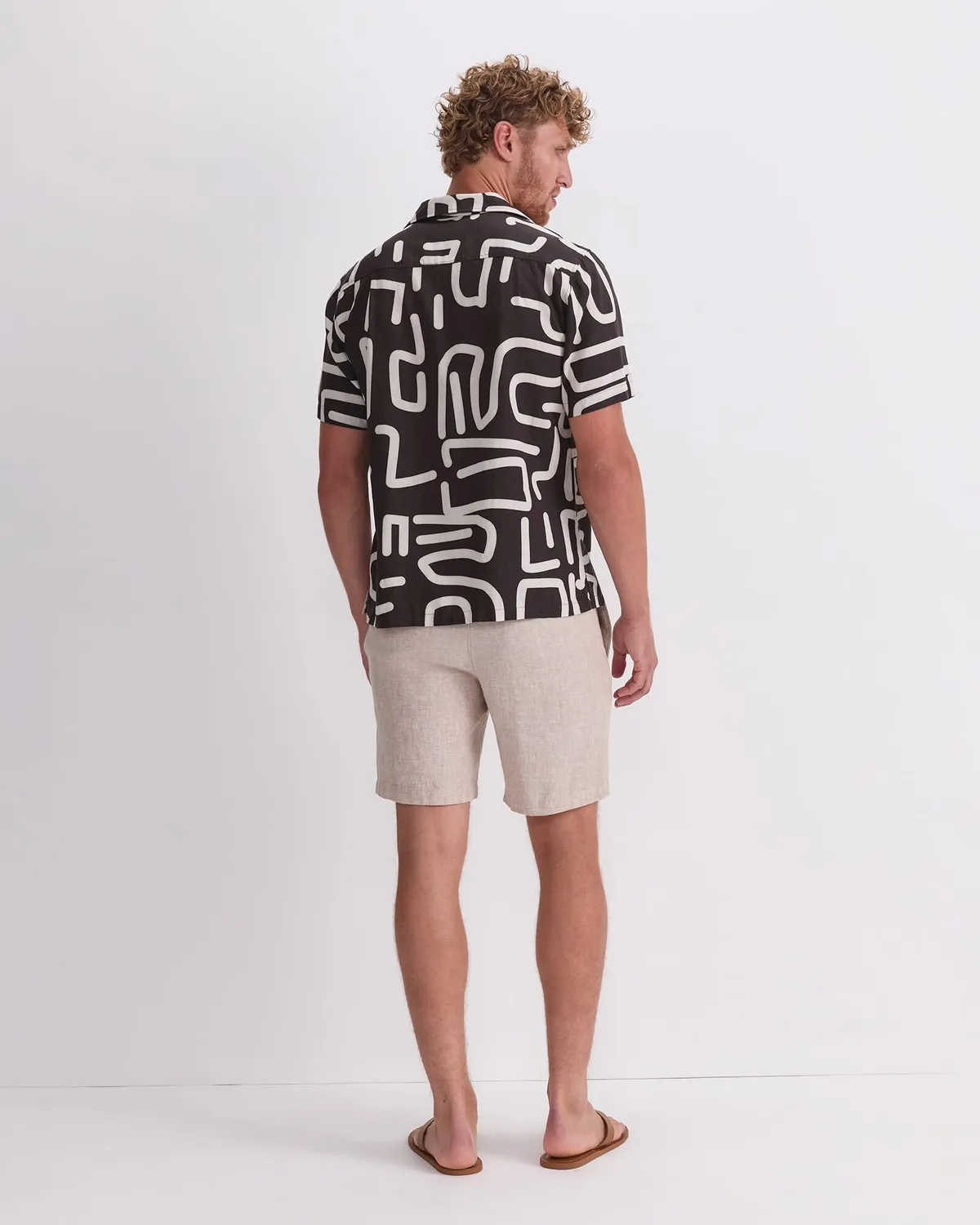 Sportscraft Kewarra Chemise Lin Homme Imprimée Col Campagne
