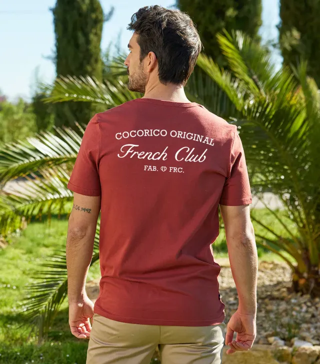 Cocorico French Club t-shirt homme terracotta coton