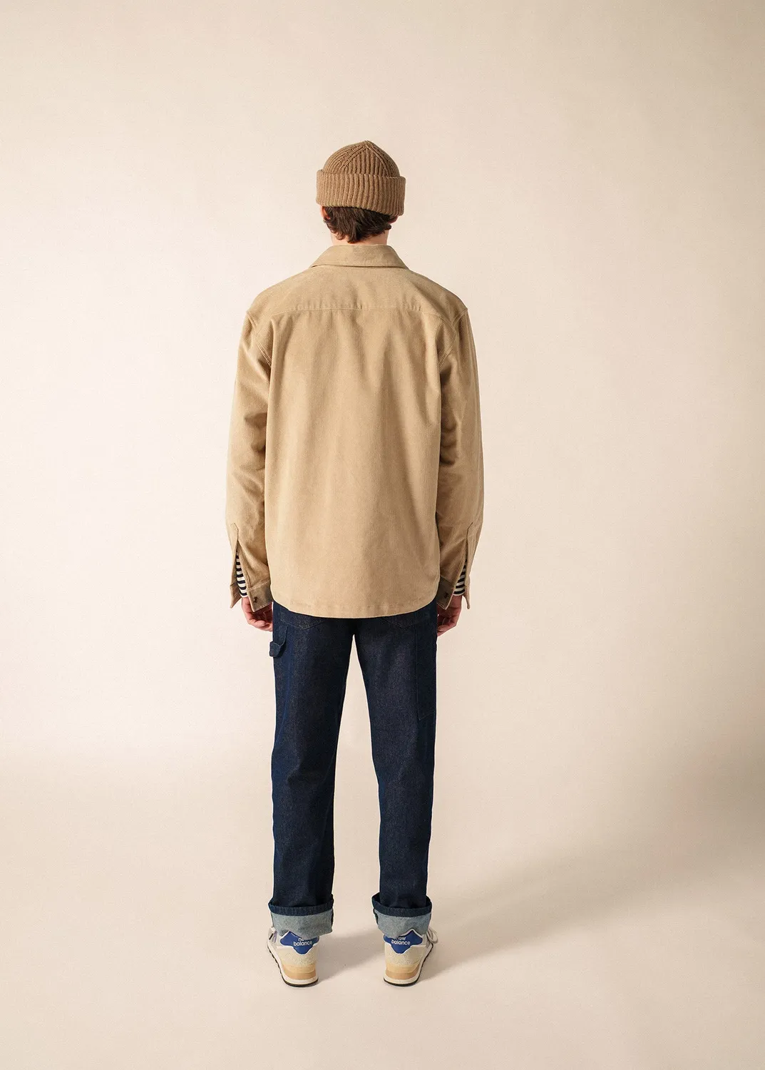Saint James St Firmin surchemise beige velours homme