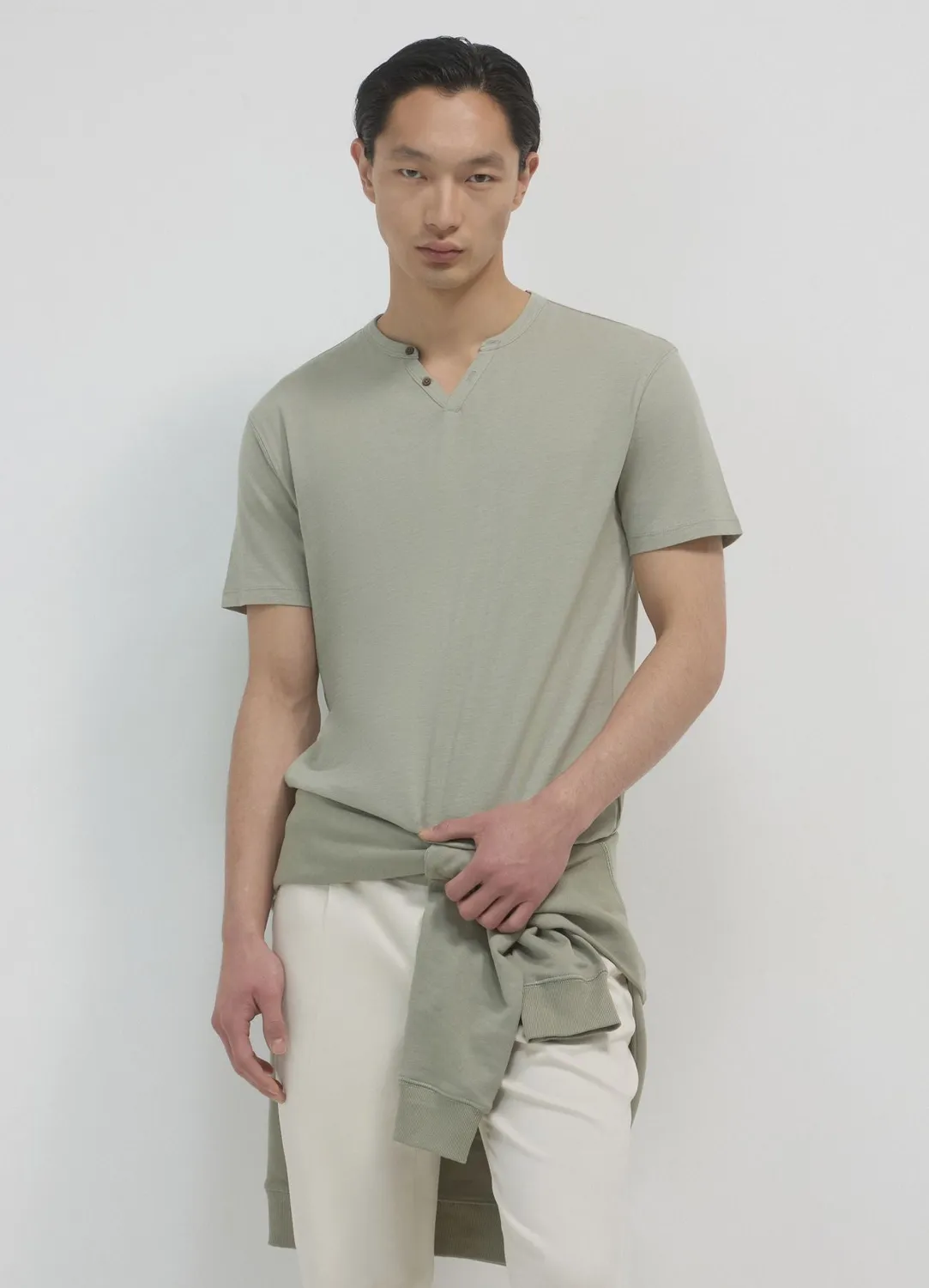 Calliope t-shirt henley homme coton manches courtes