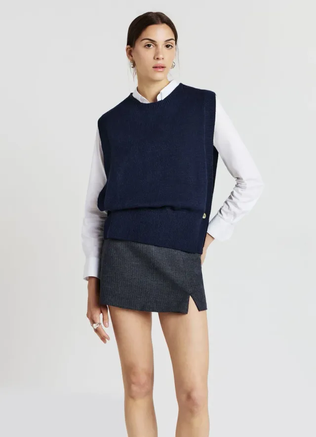Calliope gilet en maille sans manches femme col rond