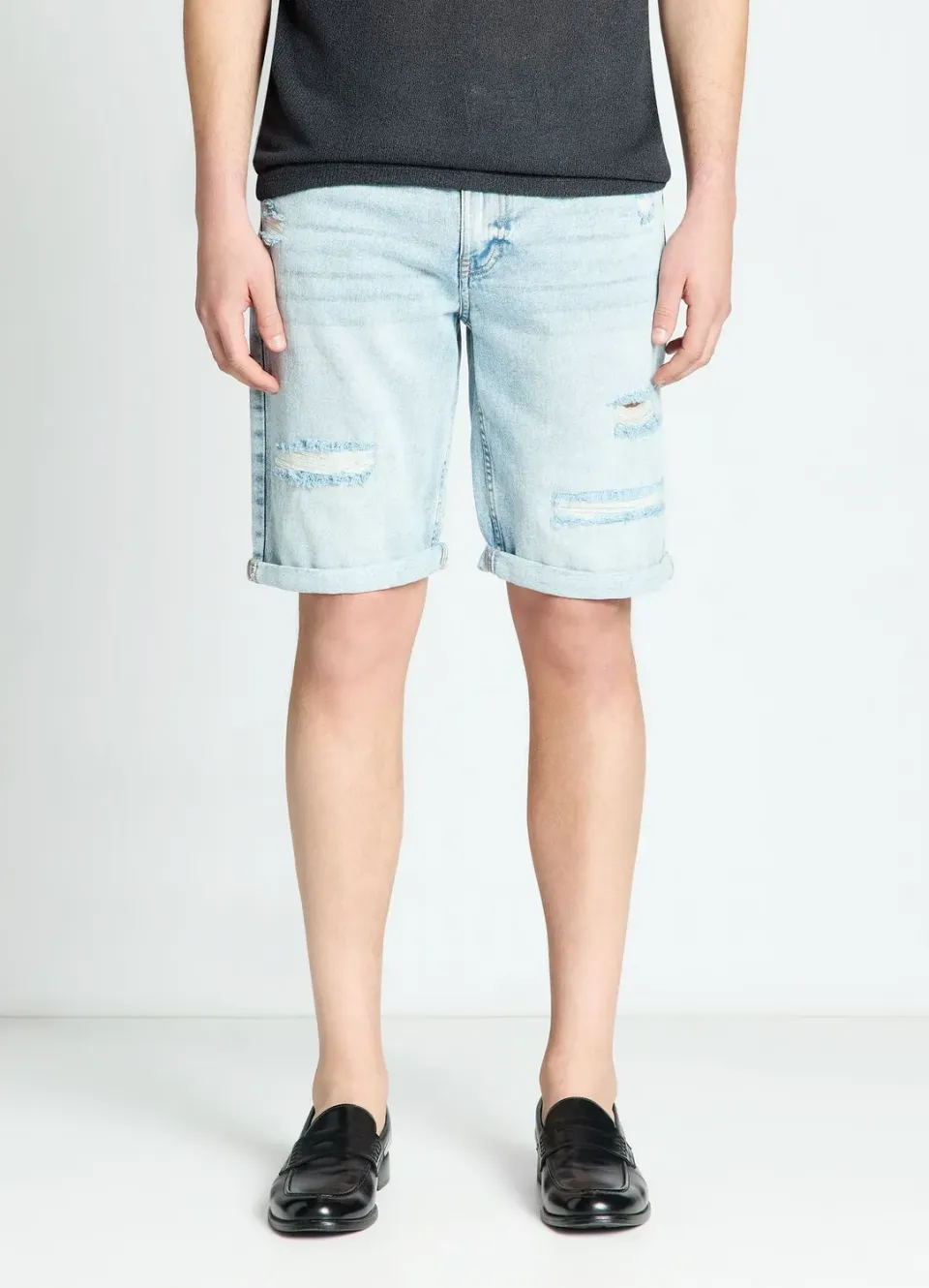 Calliope short denim homme déchiré à revers