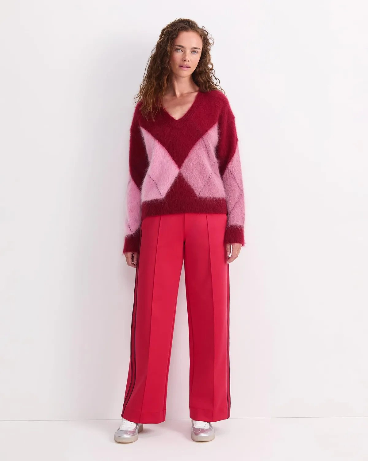 SPORTSCRAFT Tatiana pull mohair argyle col V femme