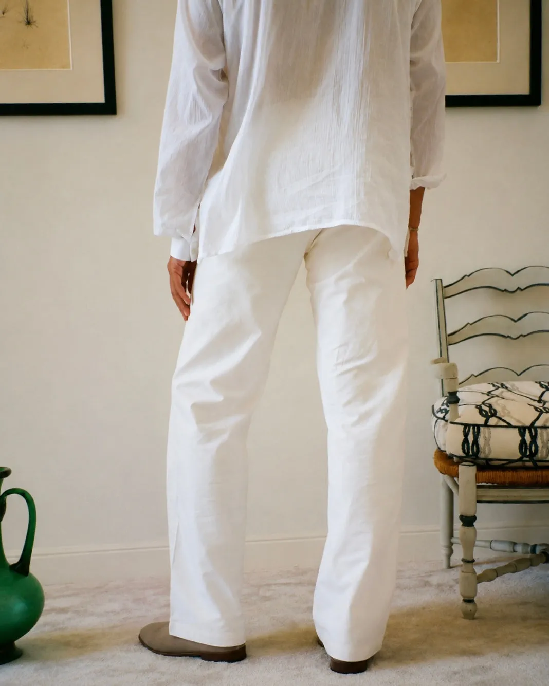 Erevan Capon Oxford pantalon blanc coton