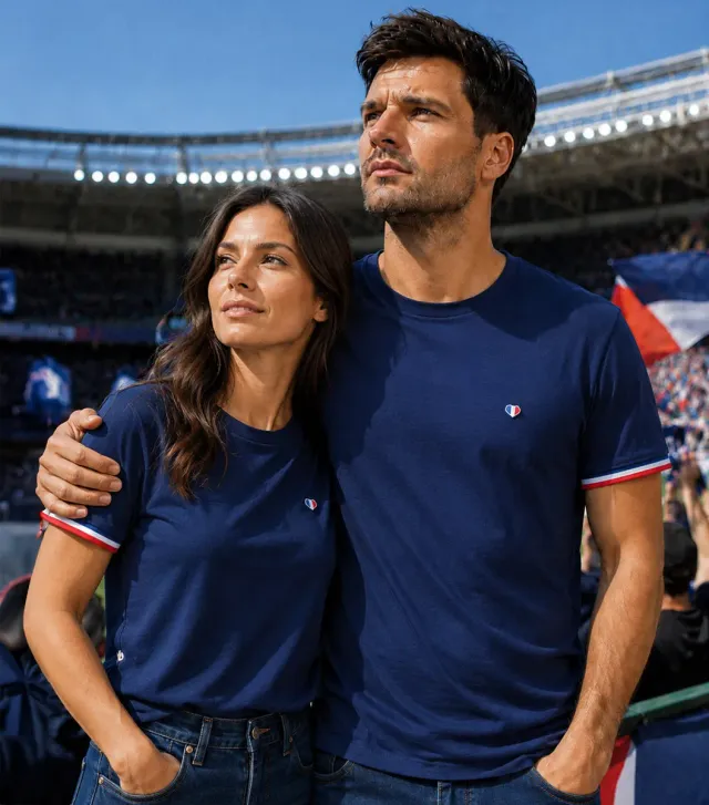 Cocorico Iconique T-shirt Supporter Marine Pack Duo coton