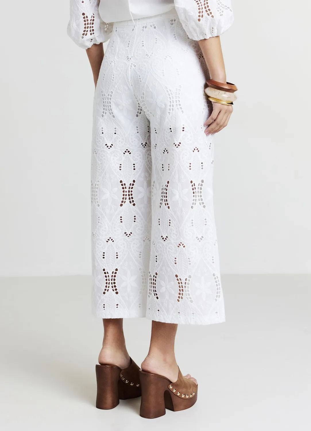 Calliope culotte sangallo pantalon femme coton ajouré