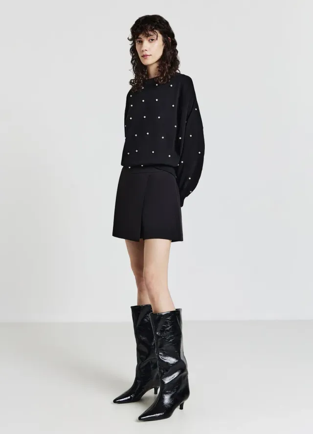 Calliope jupe-short unie femme zip latéral