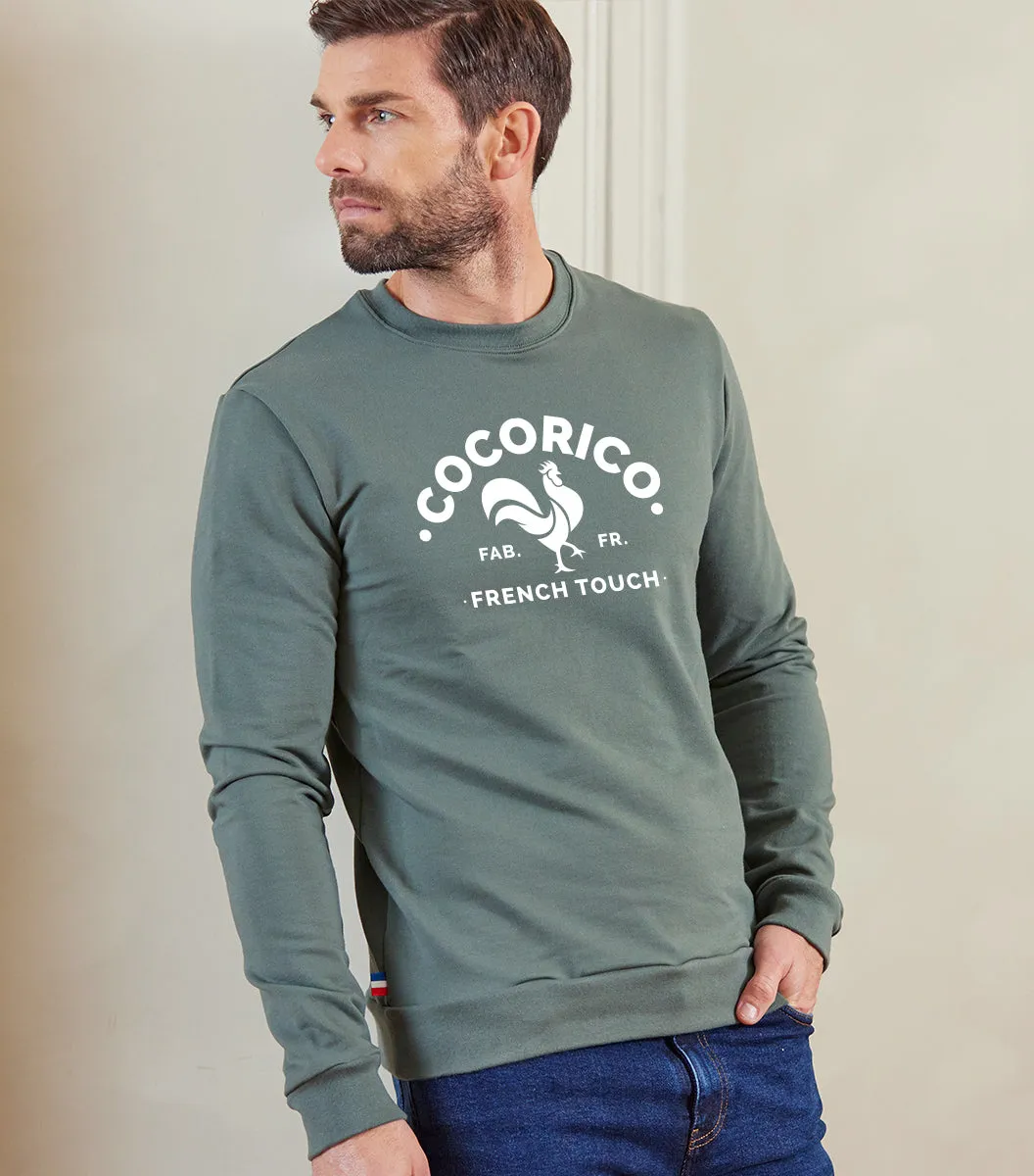 Cocorico Coq Français Sweat Homme Sauge coton