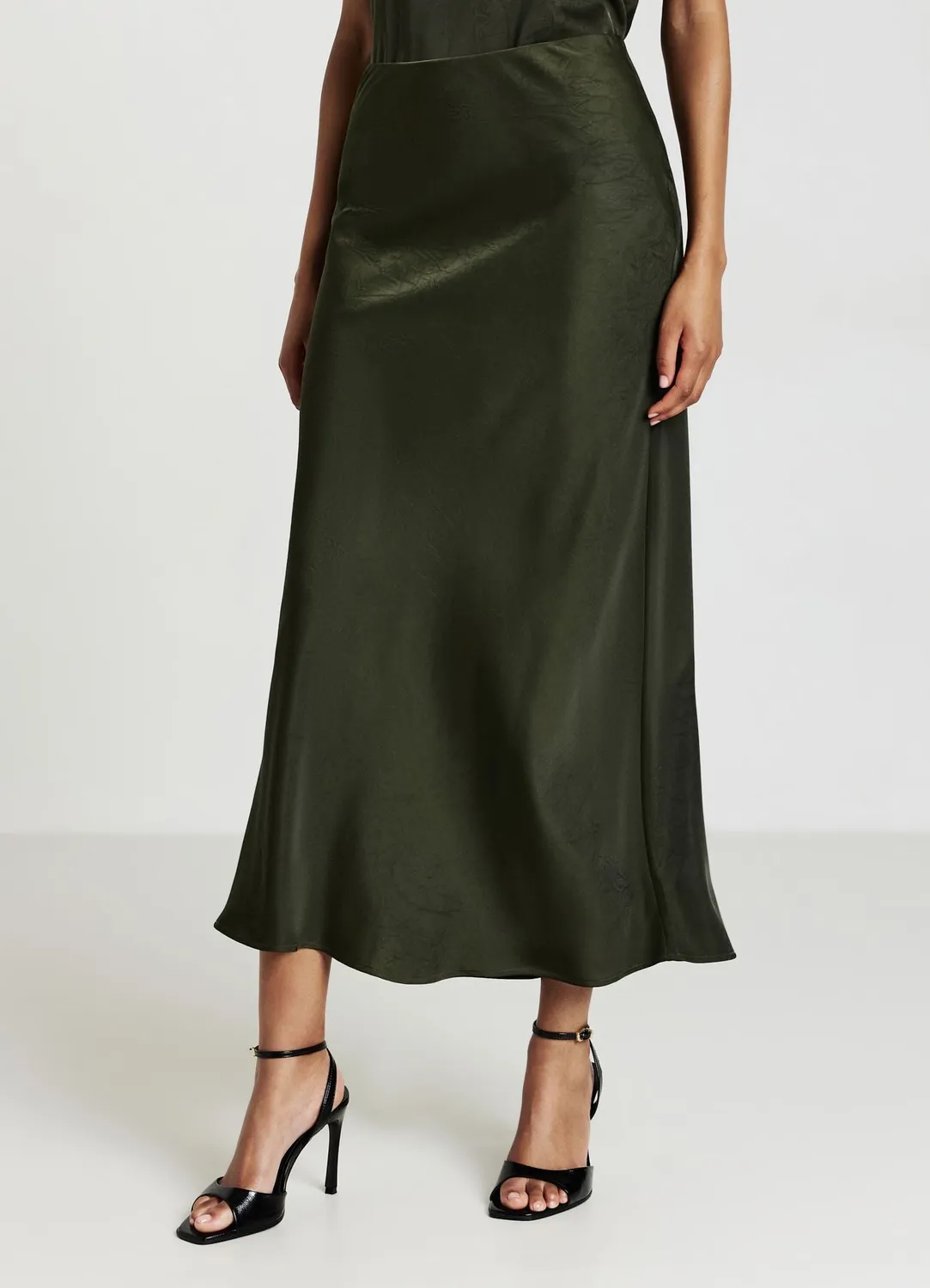 Calliope jupe midi satinée femme effet froissé