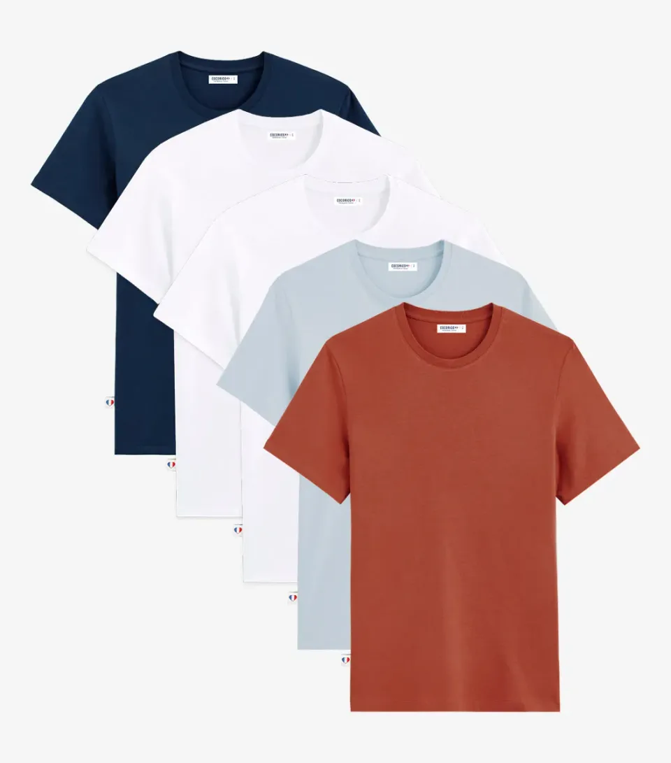 Cocorico Pack t-shirt homme x5 coton marine terracotta