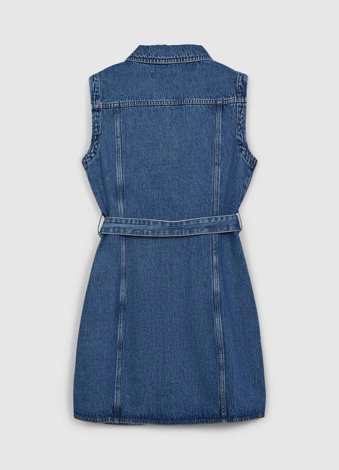 Calliope robe denim sans manches col chemise ceinture