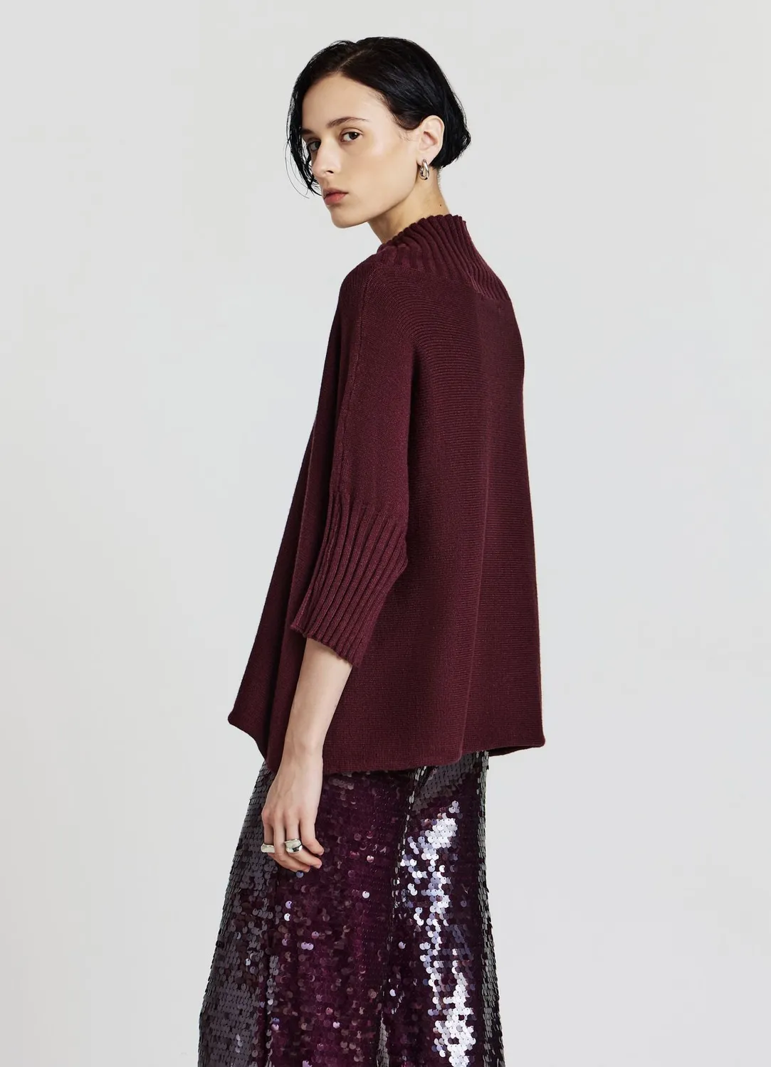 Calliope pull femme col bateau manches 3/4 côtelé