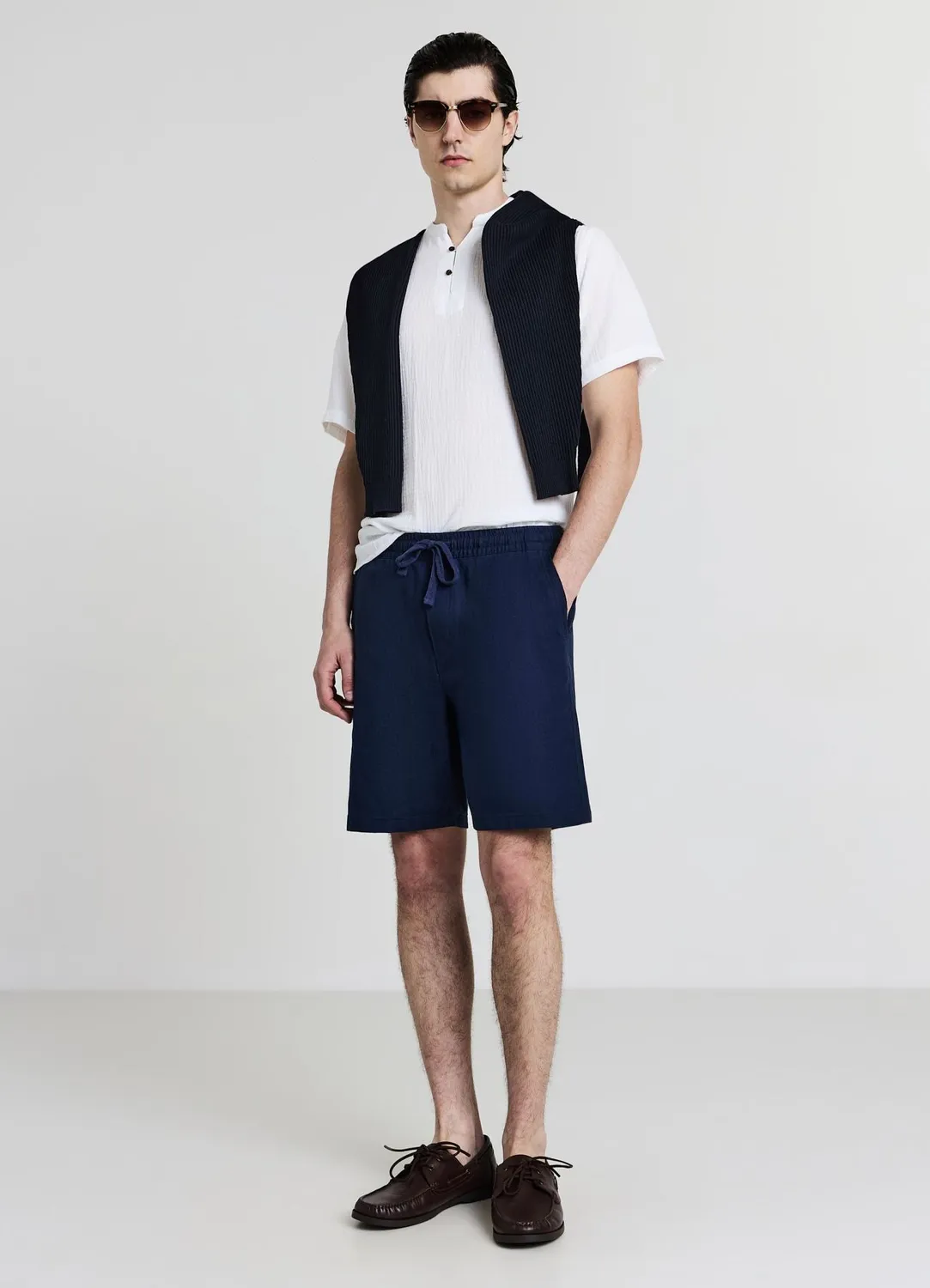 Calliope short jogging homme coton uni cordon