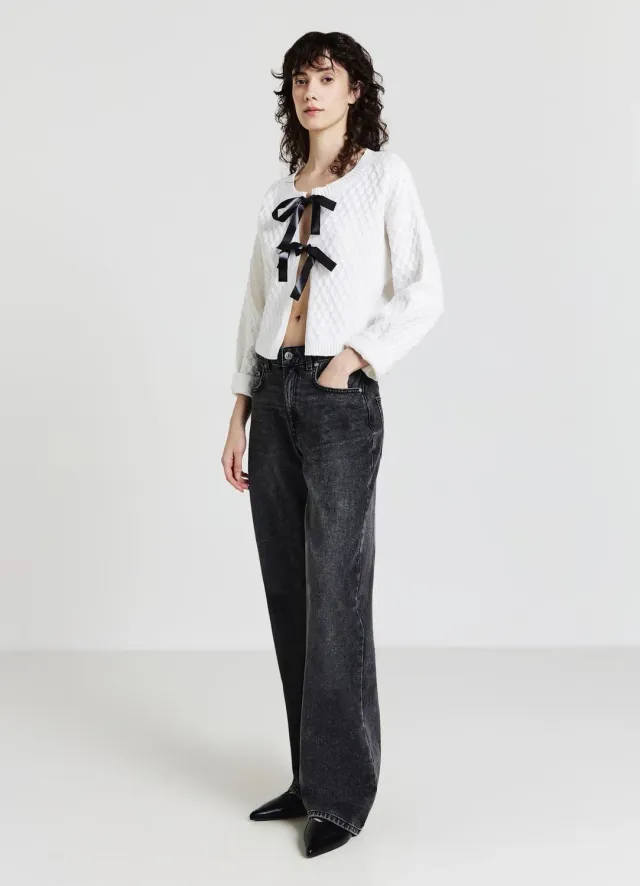 Calliope nœuds cardigan femme col rond manches longues