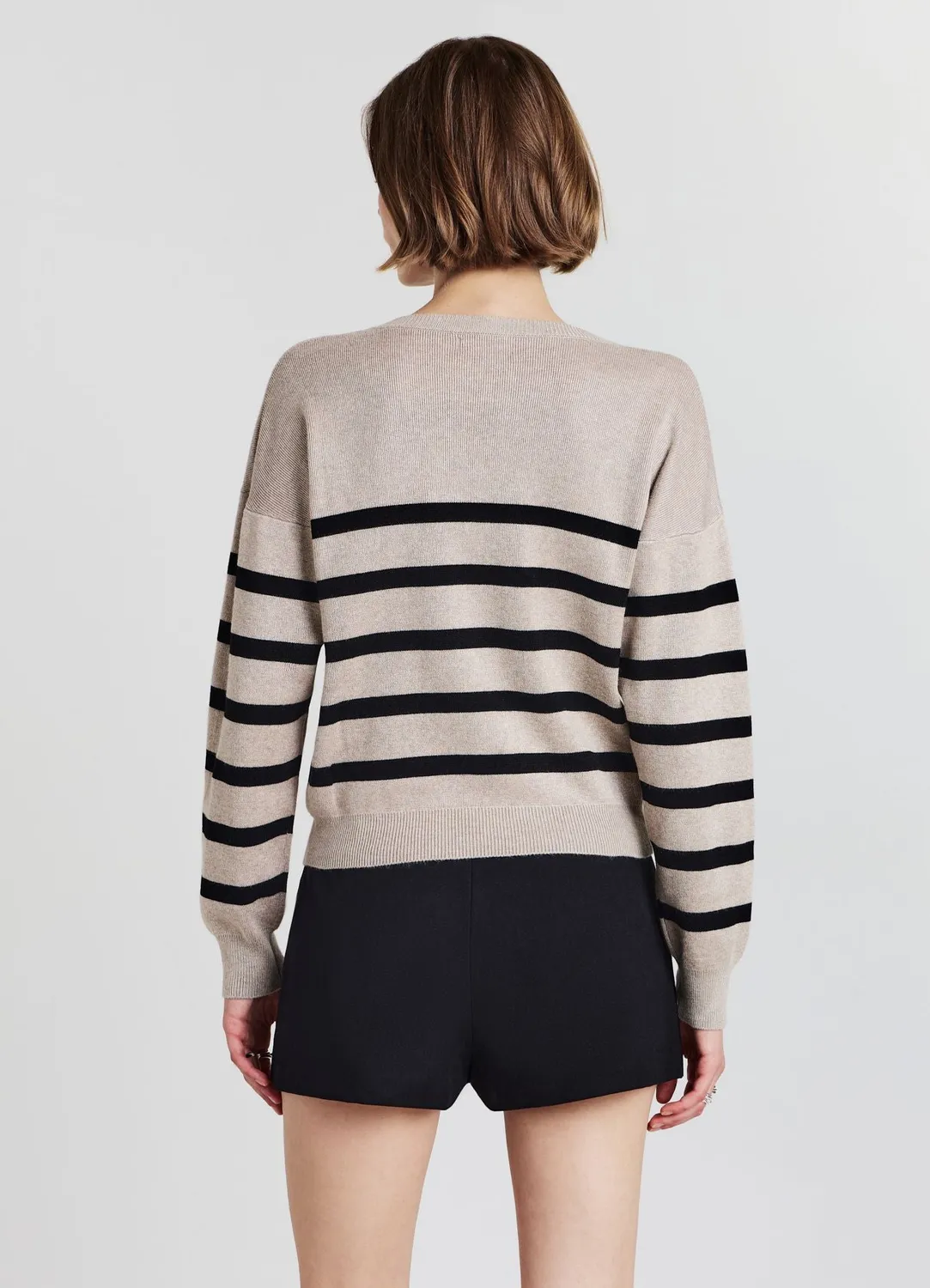 Calliope pull col V rayures femme manches longues
