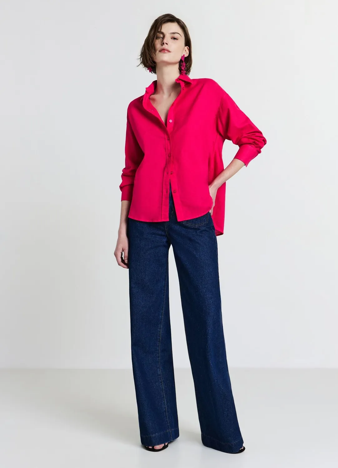 Calliope chemise mélange lin manches longues femme