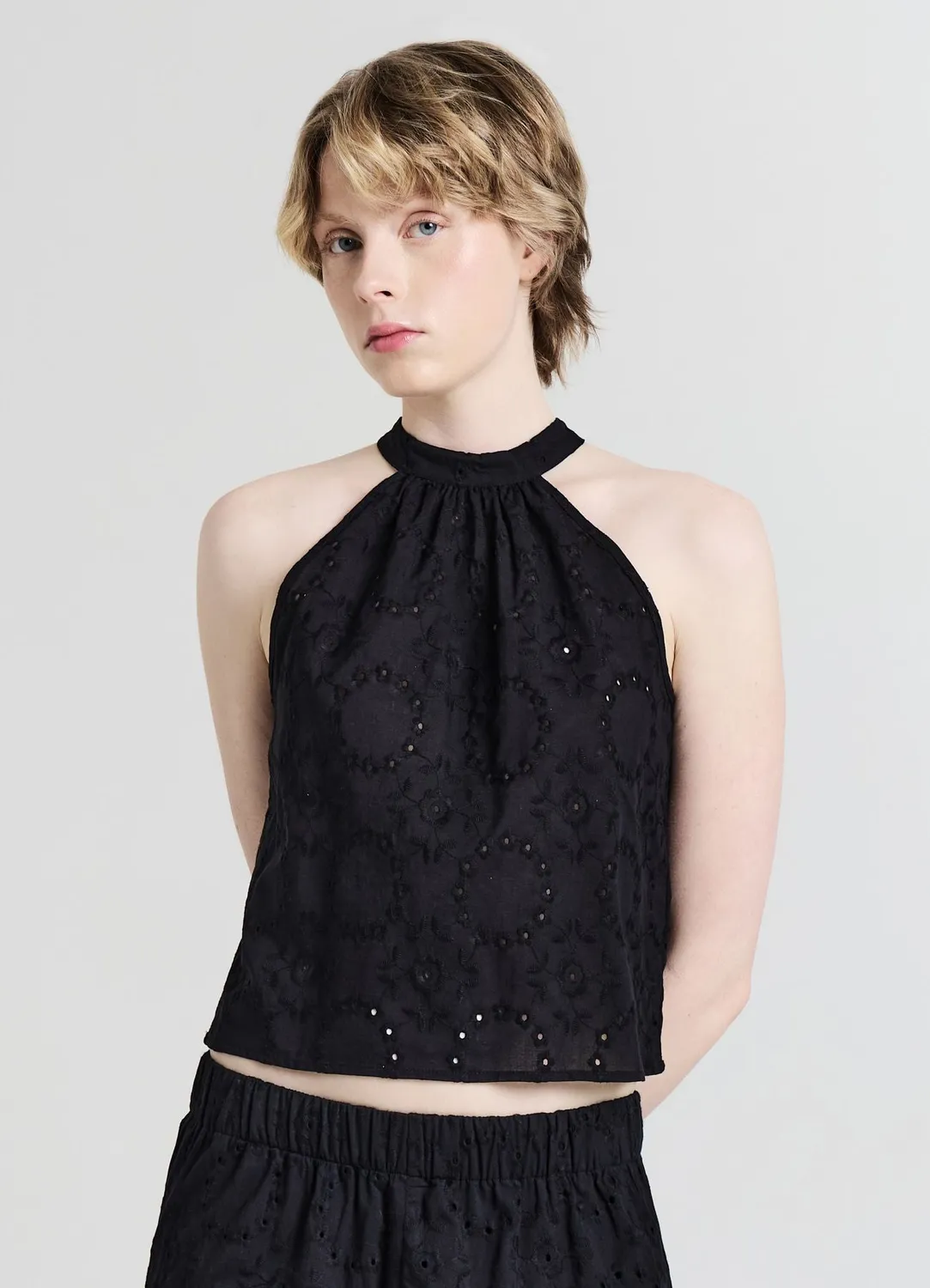 Calliope top sangallo femme coton sans manches