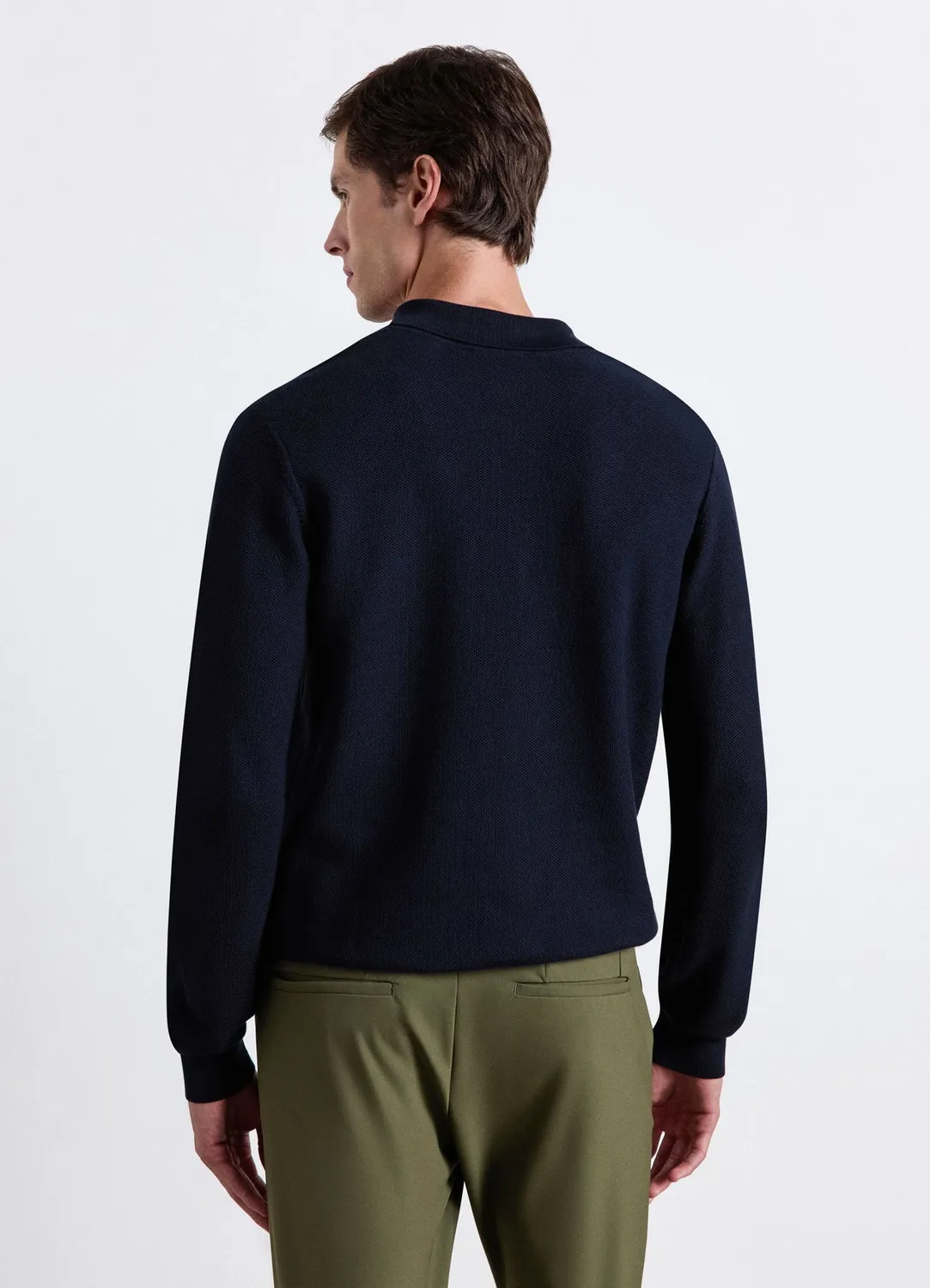 Calliope polo homme manches longues uni texturé