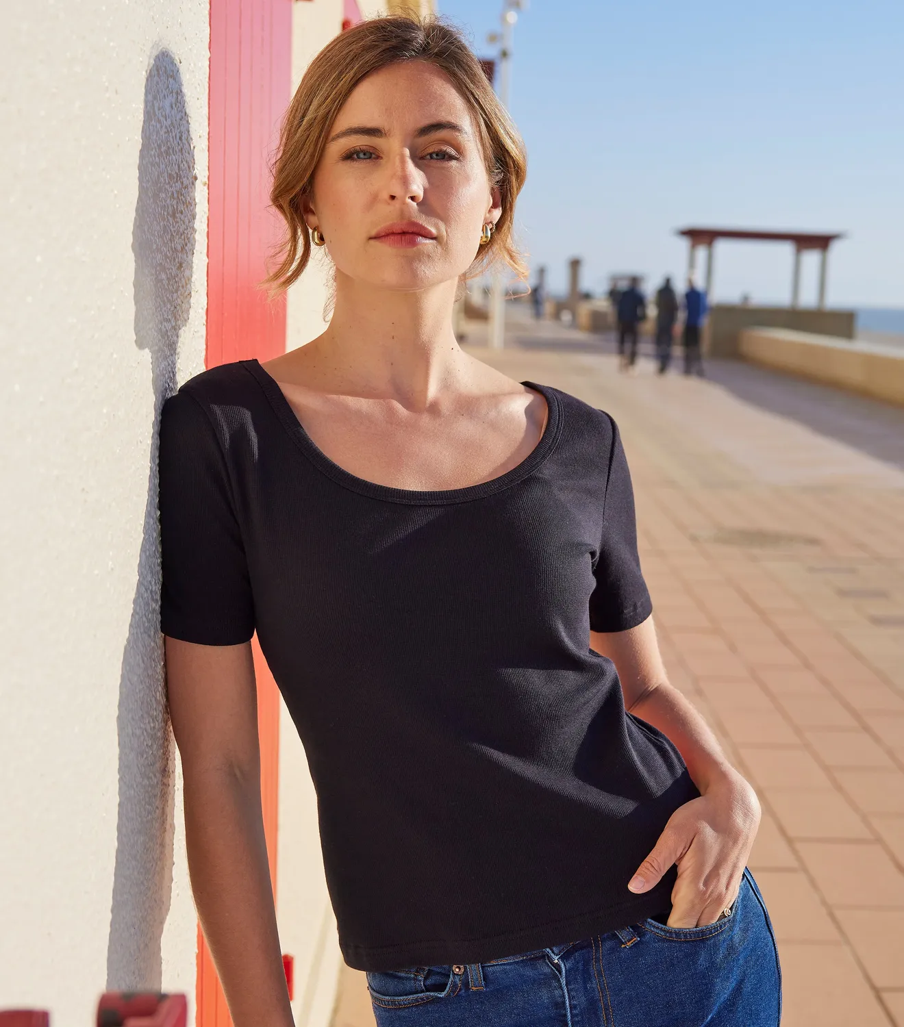 Cocorico Intemporel Côtelé t-shirt femme Noir coton