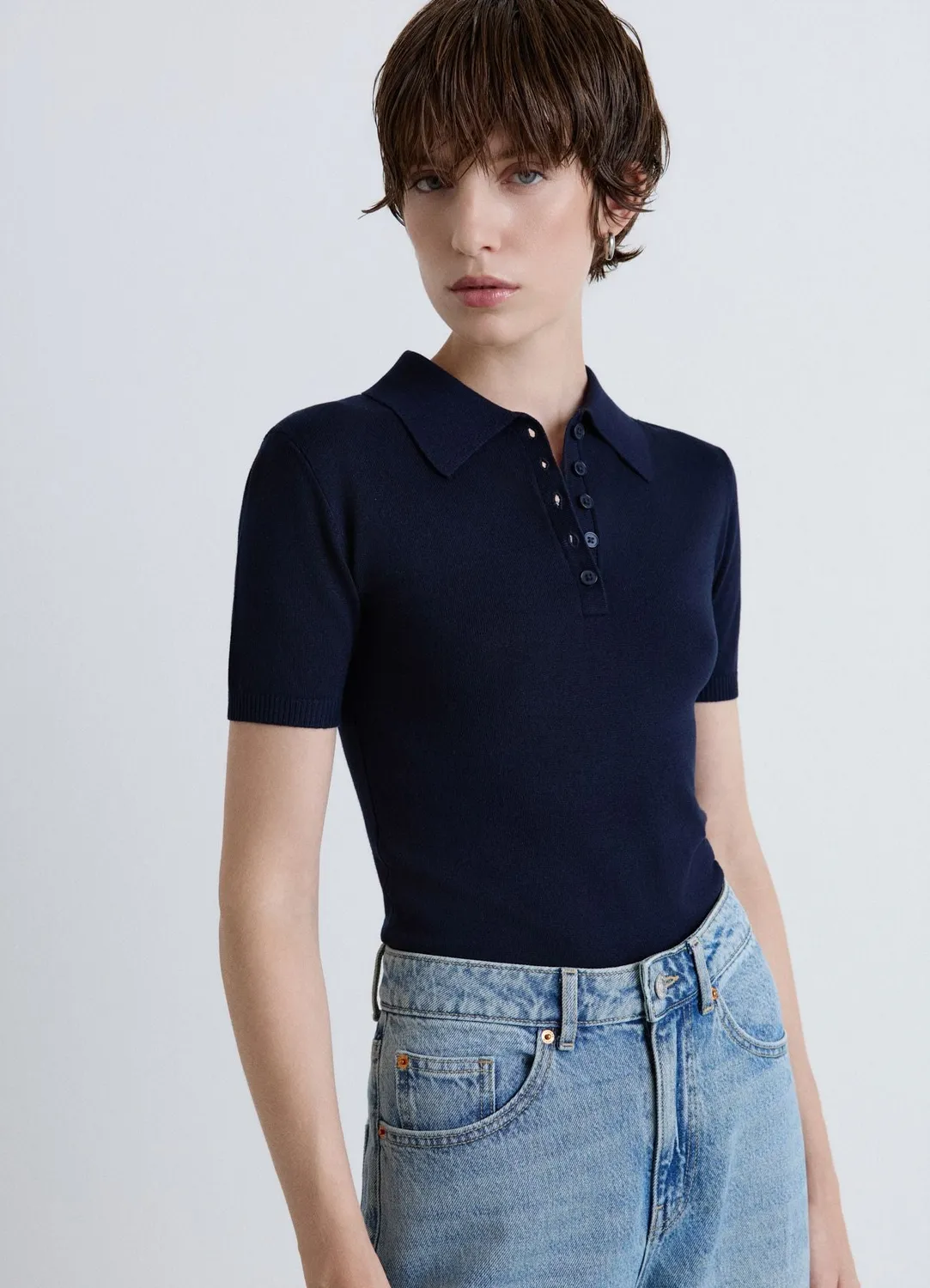 Calliope polo manches courtes maille femme uni